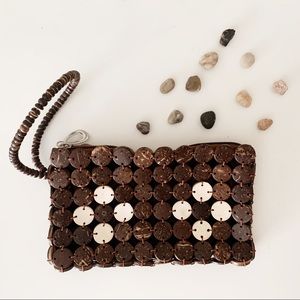 Pebbled Mesh Button Wristlet Pouch